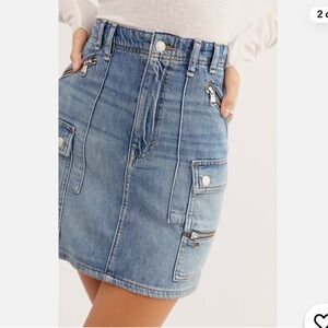 Free People denim cargo mini skirt